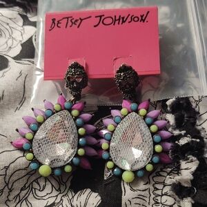 Betsey Johnson Purple and Blue Statement Earrings